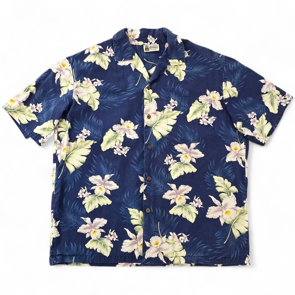 Aloha Republic Vintage Hawaiian Shirt Men's Large Made in Hawaii USA 100% Cotton